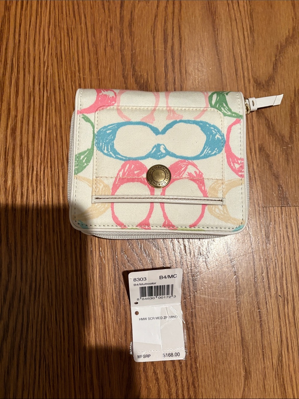 Coach Scribbles Print Wallet in white Multi